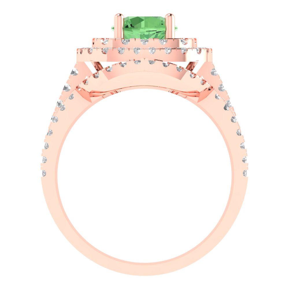 1.7825 cttw Round Cut Simulated Green Diamond Bridal Set - Solid Rose Gold Engagement Ring & Wedding Band