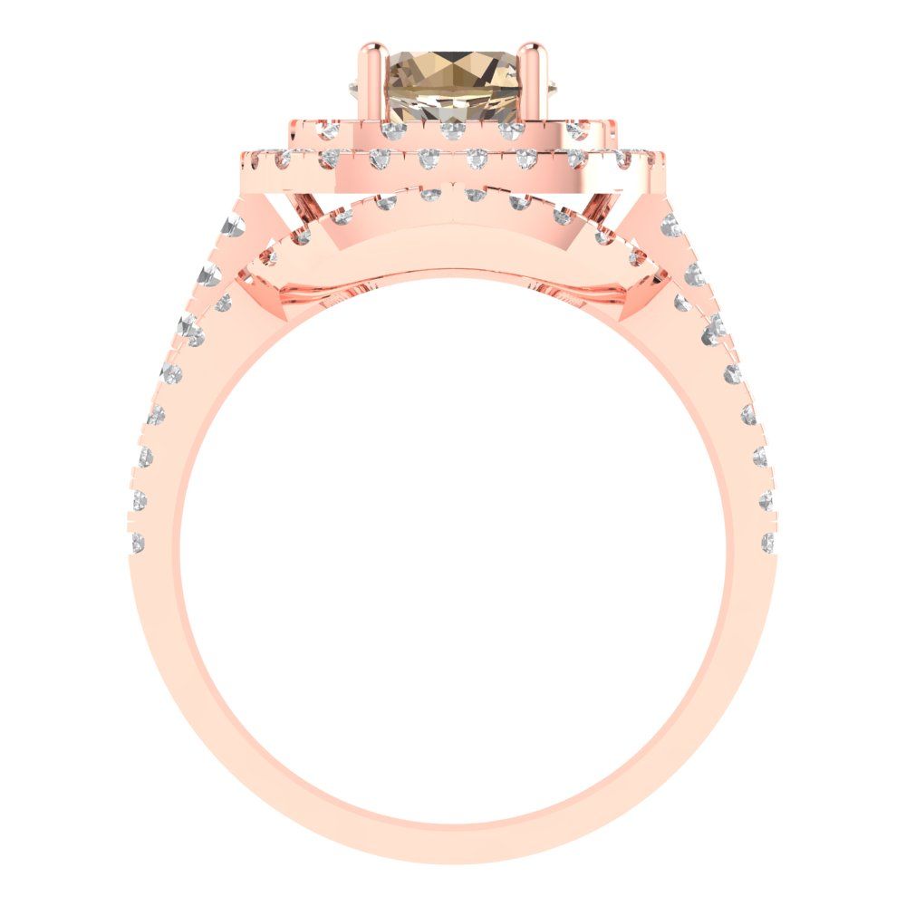 1.7825 cttw Round Cut Yellow Moissanite Bridal Set - Solid Rose Gold Engagement Ring & Wedding Band
