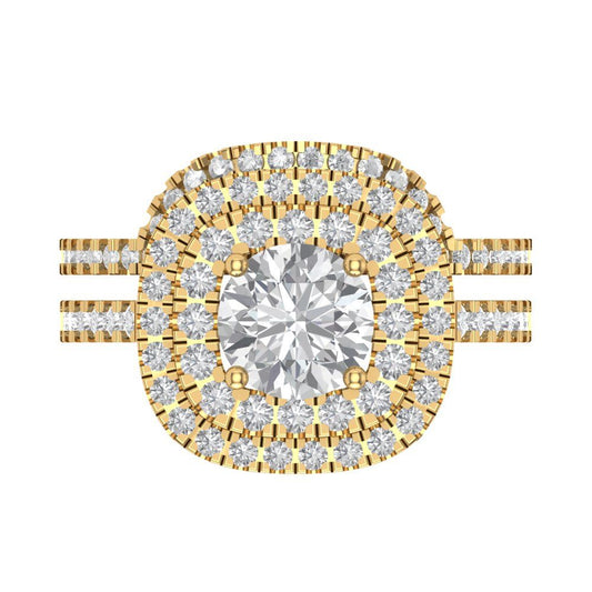 1.7825 cttw Round Cut Moissanite Bridal Set - Solid Yellow Gold Engagement Ring & Wedding Band