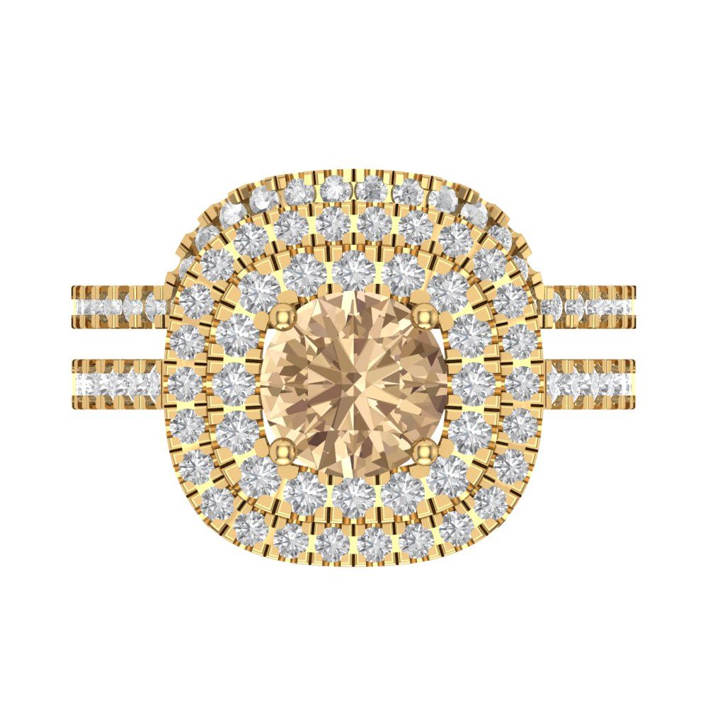 1.7825 cttw Round Cut Yellow Moissanite Bridal Set - Solid Yellow Gold Engagement Ring & Wedding Band
