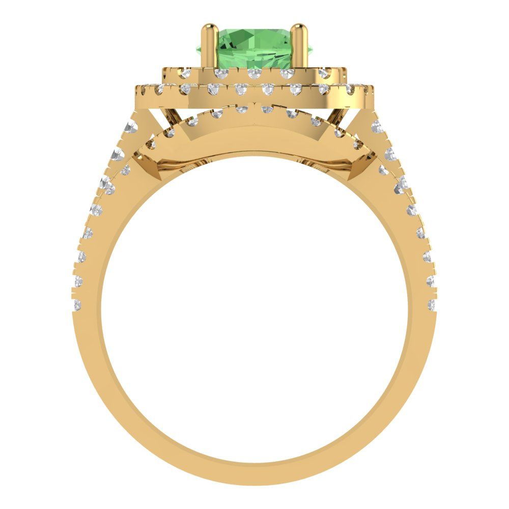 1.7825 cttw Round Cut Simulated Green Diamond Bridal Set - Solid Yellow Gold Engagement Ring & Wedding Band