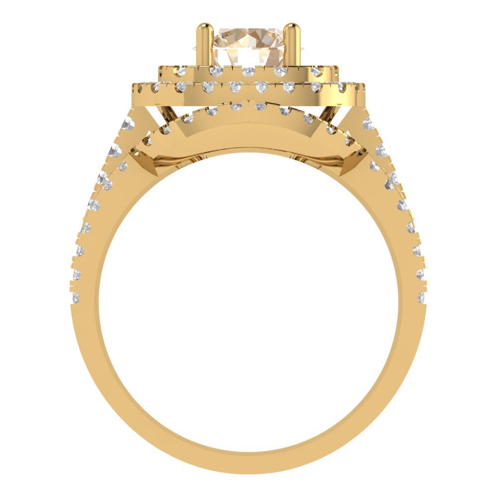 1.7825 cttw Round Cut Natural Morganite Bridal Set - Solid Yellow Gold Engagement Ring & Wedding Band