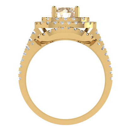 1.7825 cttw Round Cut Natural Morganite Bridal Set - Solid Yellow Gold Engagement Ring & Wedding Band