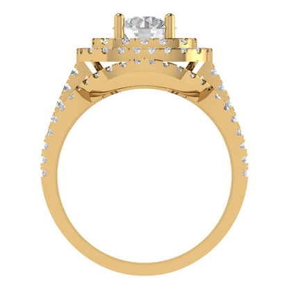 1.7825 cttw Round Cut Zirconia Simulated Diamond Bridal Set - Solid Yellow Gold Engagement Ring & Wedding Band
