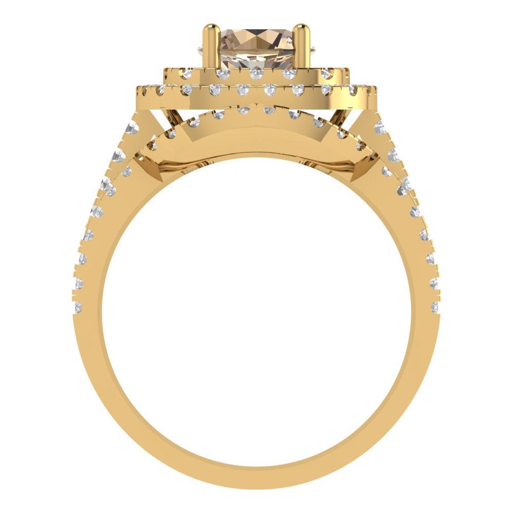 1.7825 cttw Round Cut Yellow Moissanite Bridal Set - Solid Yellow Gold Engagement Ring & Wedding Band