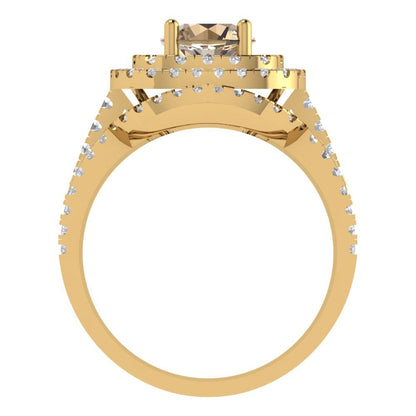 1.7825 cttw Round Cut Yellow Moissanite Bridal Set - Solid Yellow Gold Engagement Ring & Wedding Band