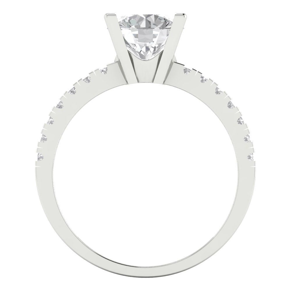1.71 cttw White Sapphire Solitaire with Zirconia Simulated Diamond Accents Engagement Ring - Solid White Gold (VVS1, Round Cut,7.5mm)