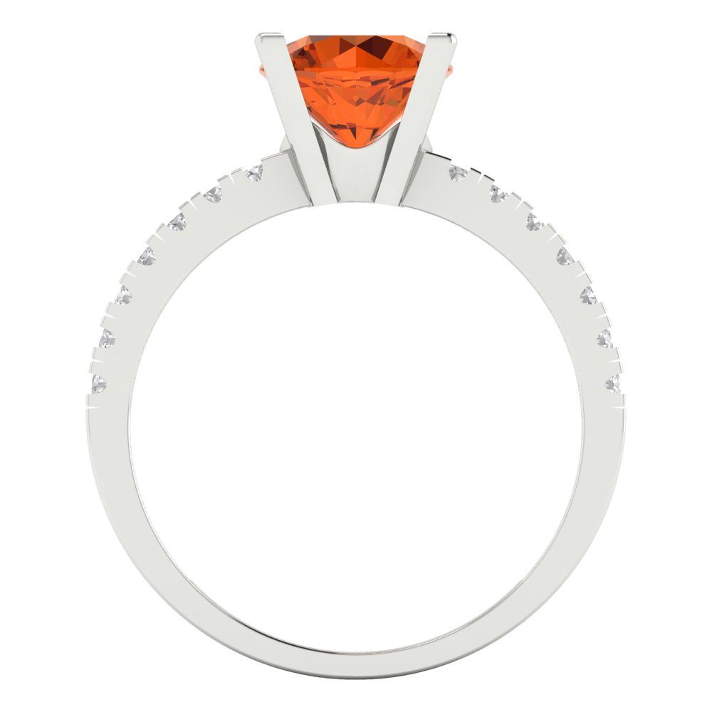 1.71 cttw Simulated Ruby Solitaire with Zirconia Simulated Diamond Accents Engagement Ring - Solid Gold (Round Cut,7.5mm)