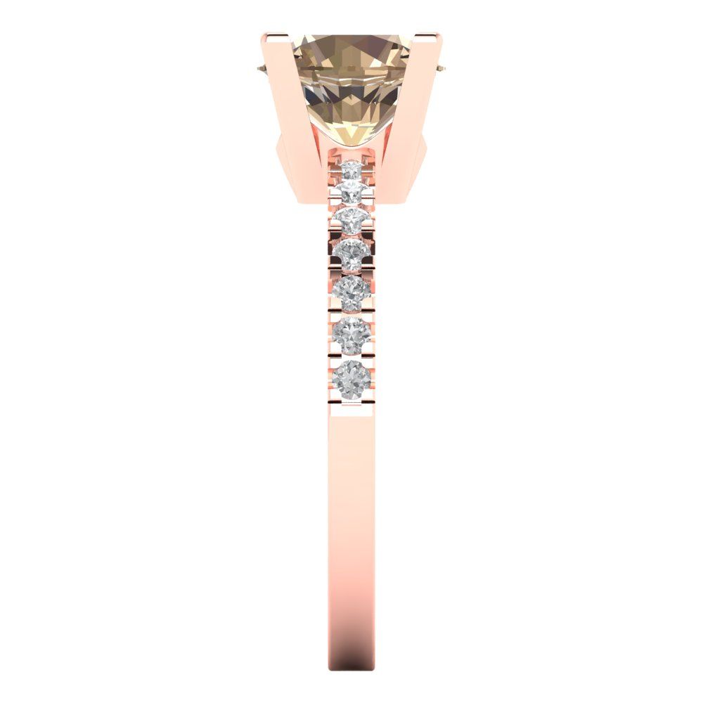 1.71 cttw Yellow Moissanite Solitaire with Zirconia Simulated Diamond Accents Engagement Ring - Solid Rose Gold (VVS1, Round Cut,7.5mm)