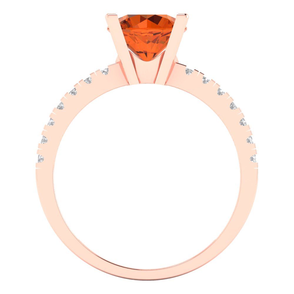 1.71 cttw Simulated Pink Tourmaline Solitaire with Zirconia Simulated Diamond Accents Engagement Ring - Solid Rose Gold (VVS1, Round Cut,7.5mm)