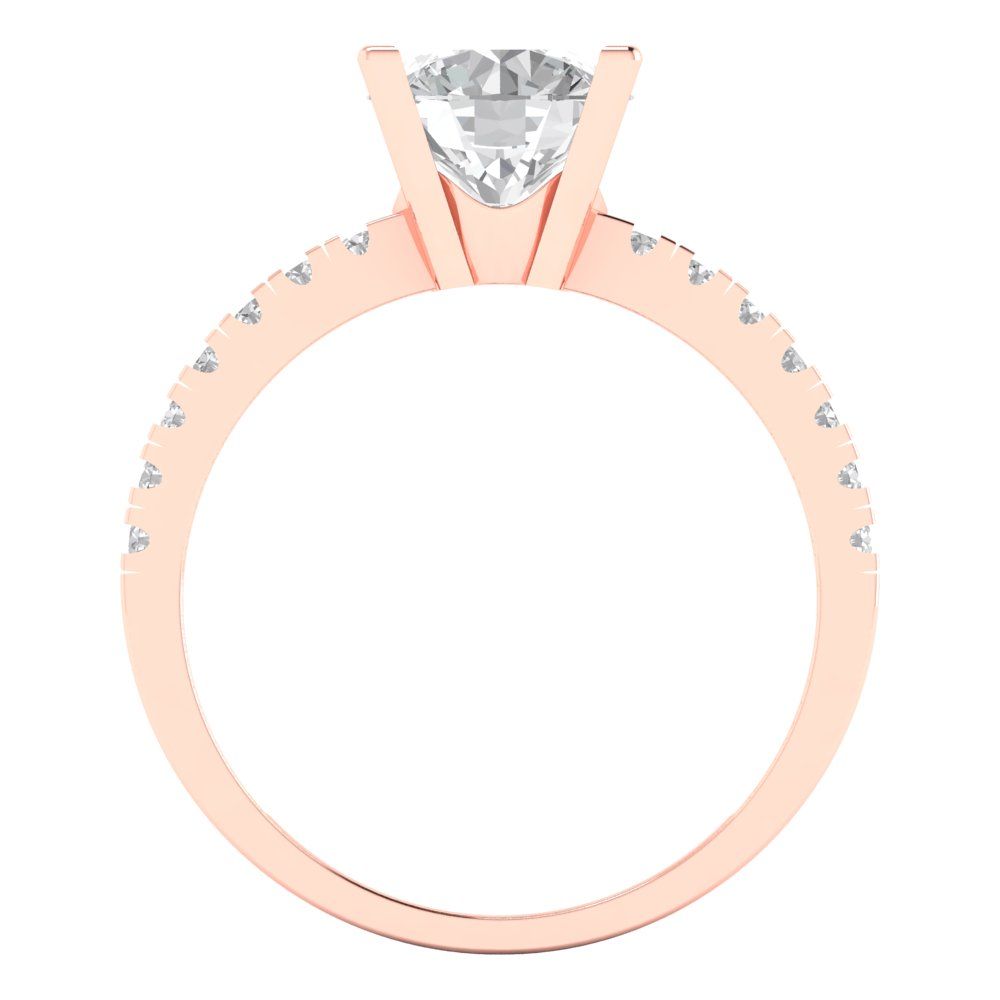 1.71 cttw White Sapphire Solitaire with Zirconia Simulated Diamond Accents Engagement Ring - Solid Rose Gold (VVS1, Round Cut,7.5mm)