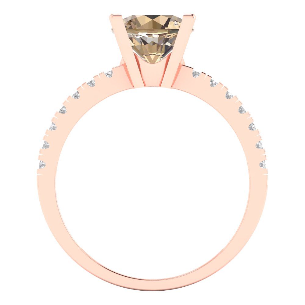 1.71 cttw Yellow Moissanite Solitaire with Zirconia Simulated Diamond Accents Engagement Ring - Solid Rose Gold (VVS1, Round Cut,7.5mm)