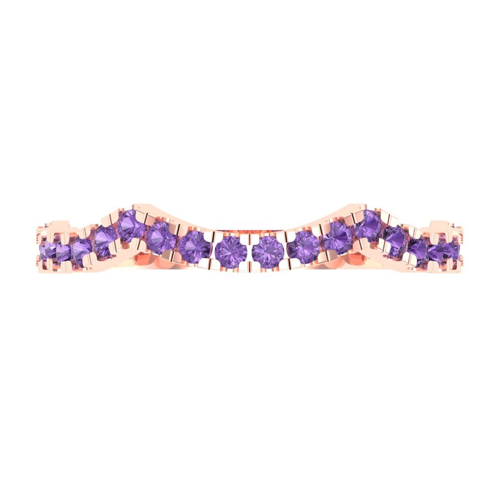 0.36 cttw Simulated Alexandrite Round Cut Rose Gold Eternity Wedding Band