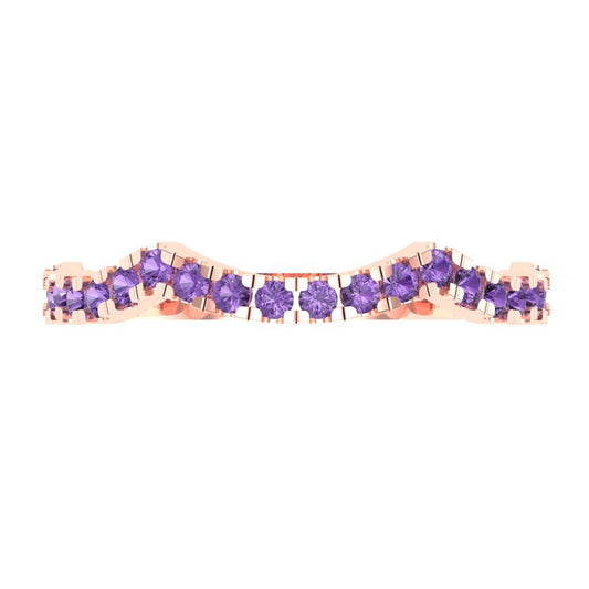 0.36 cttw Simulated Alexandrite Round Cut Rose Gold Eternity Wedding Band