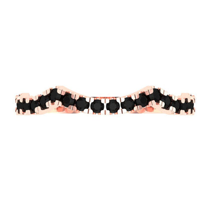 0.36 cttw Natural Onyx Round Cut Rose Gold Eternity Wedding Band