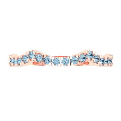 0.36 cttw Natural Aquamarine Round Cut Rose Gold Eternity Wedding Band