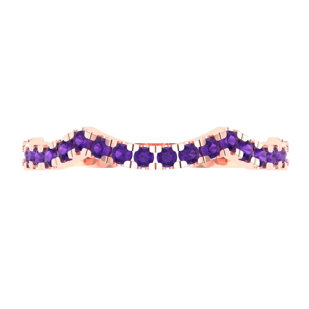 0.36 cttw Natural Amethyst Round Cut Rose Gold Eternity Wedding Band