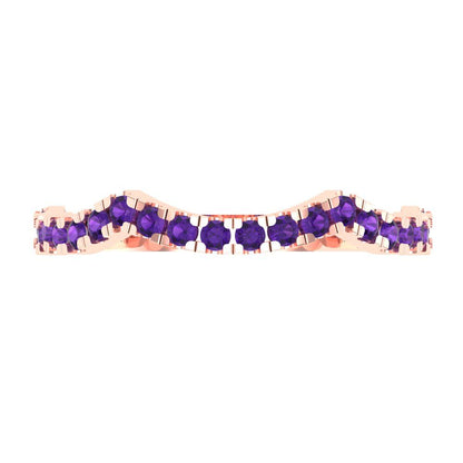 0.36 cttw Natural Amethyst Round Cut Rose Gold Eternity Wedding Band