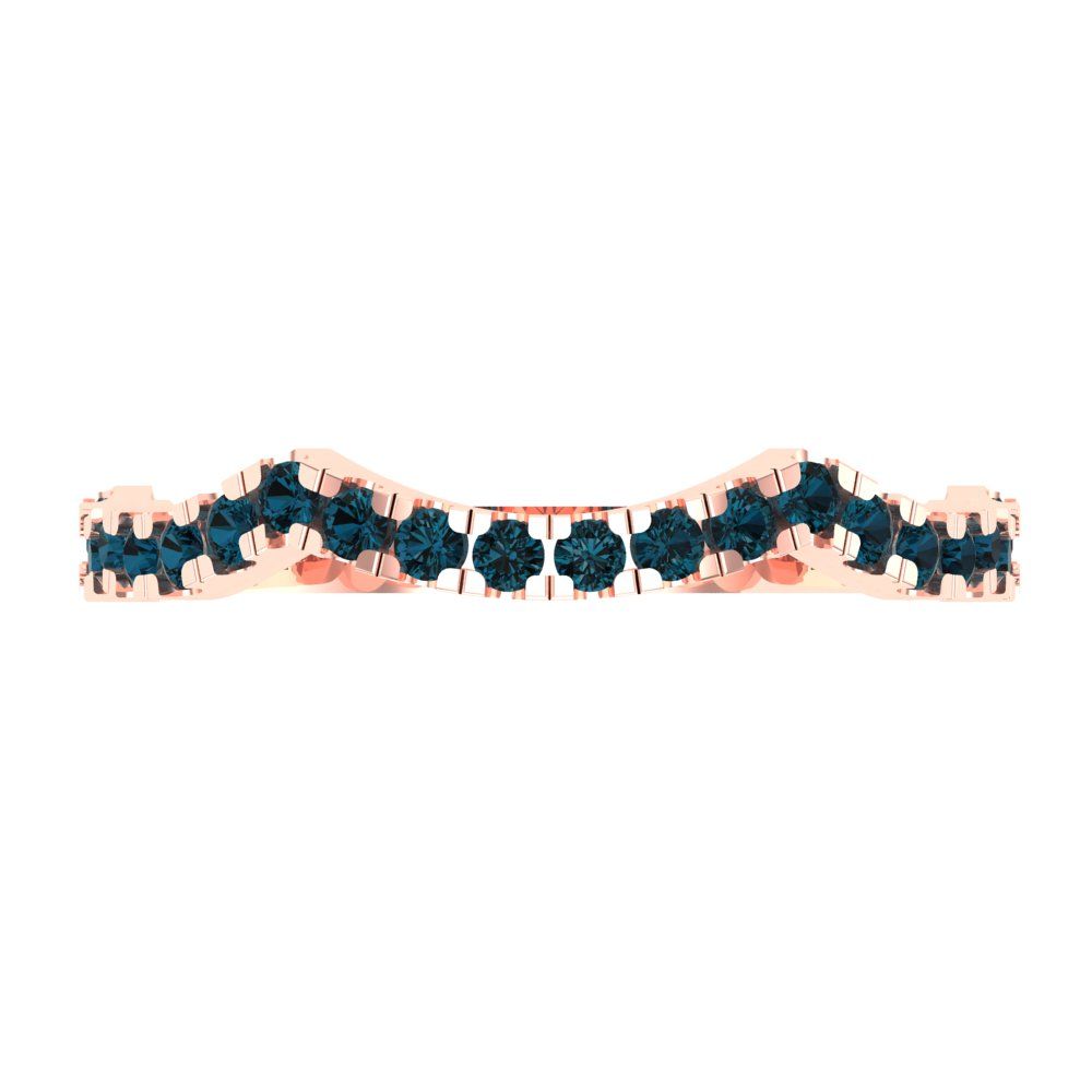 0.36 cttw Natural London Blue Topaz Round Cut Rose Gold Eternity Wedding Band