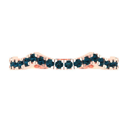 0.36 cttw Natural London Blue Topaz Round Cut Rose Gold Eternity Wedding Band