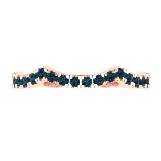 0.36 cttw Natural London Blue Topaz Round Cut Rose Gold Eternity Wedding Band