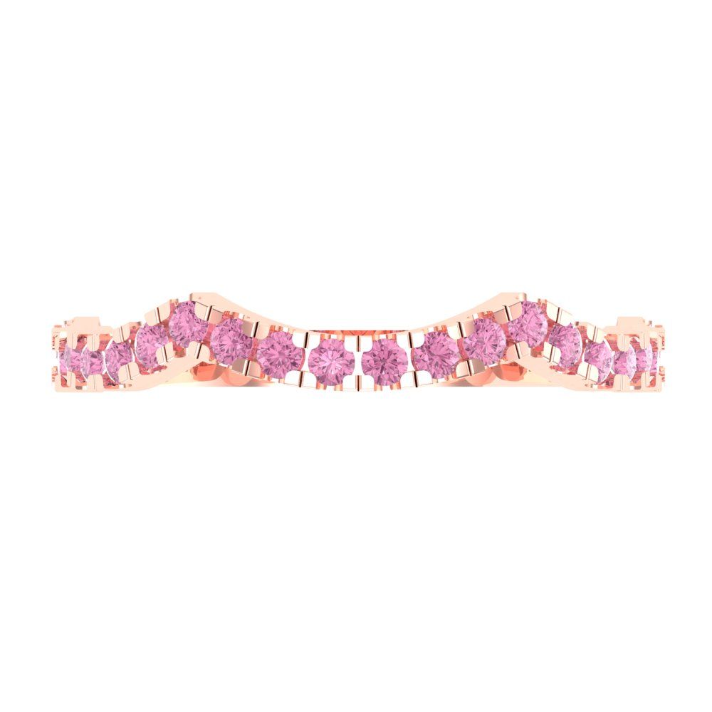 0.36 cttw Simulated Pink Diamond Round Cut Rose Gold Eternity Wedding Band