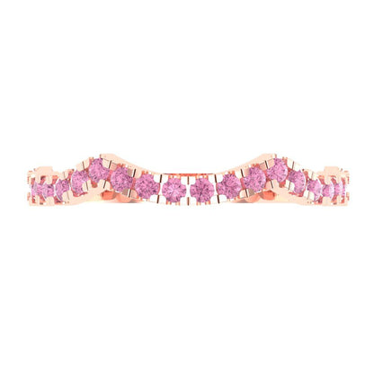 0.36 cttw Simulated Pink Diamond Round Cut Rose Gold Eternity Wedding Band