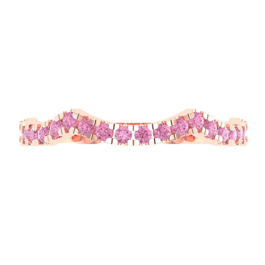 0.36 cttw Simulated Pink Diamond Round Cut Rose Gold Eternity Wedding Band