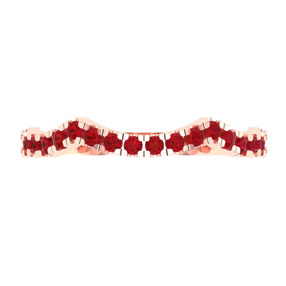 0.36 cttw Simulated Ruby Round Cut Rose Gold Eternity Wedding Band