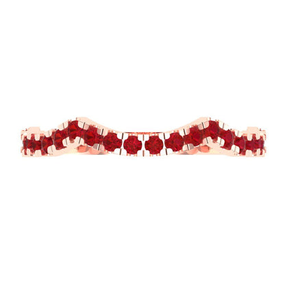 0.36 cttw Simulated Ruby Round Cut Rose Gold Eternity Wedding Band