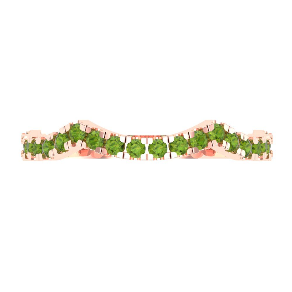 0.36 cttw Natural Peridot Round Cut Rose Gold Eternity Wedding Band