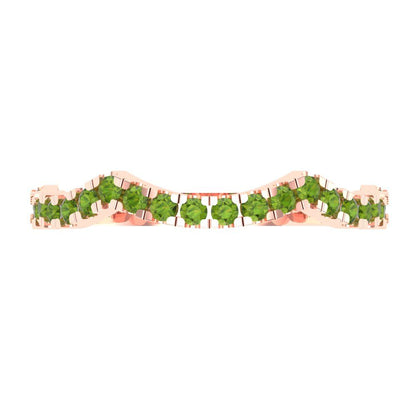 0.36 cttw Natural Peridot Round Cut Rose Gold Eternity Wedding Band