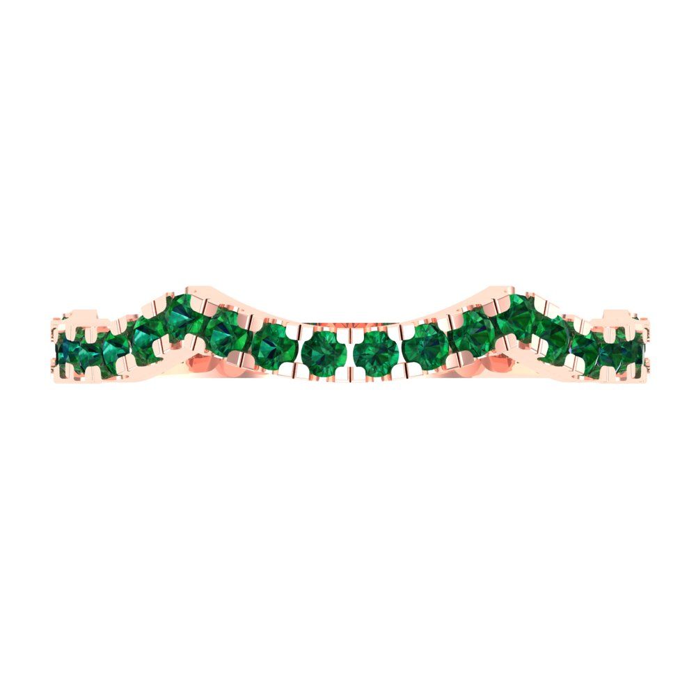 0.36 cttw Simulated Emerald Round Cut Rose Gold Eternity Wedding Band