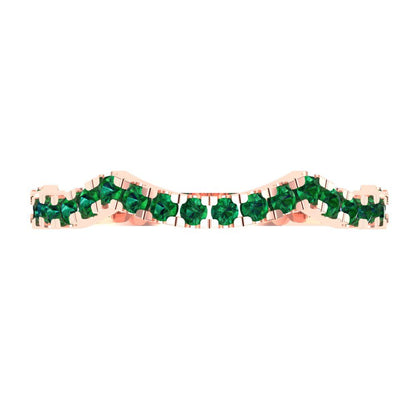 0.36 cttw Simulated Emerald Round Cut Rose Gold Eternity Wedding Band
