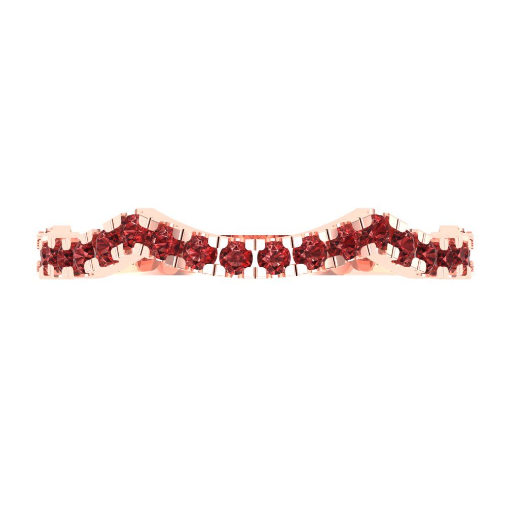 0.36 cttw Natural Garnet Round Cut Rose Gold Eternity Wedding Band