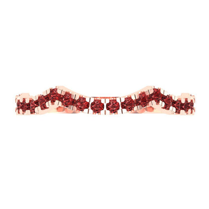 0.36 cttw Natural Garnet Round Cut Rose Gold Eternity Wedding Band