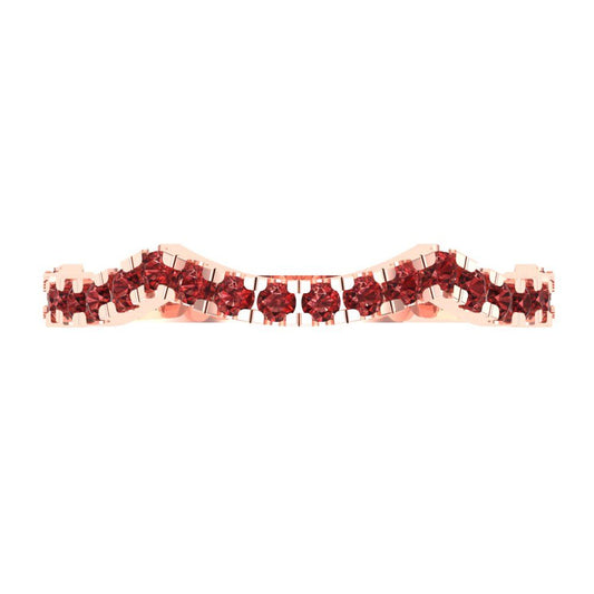 0.36 cttw Natural Garnet Round Cut Rose Gold Eternity Wedding Band