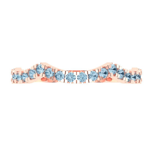 0.36 cttw Natural Sky Blue Topaz Round Cut Rose Gold Eternity Wedding Band