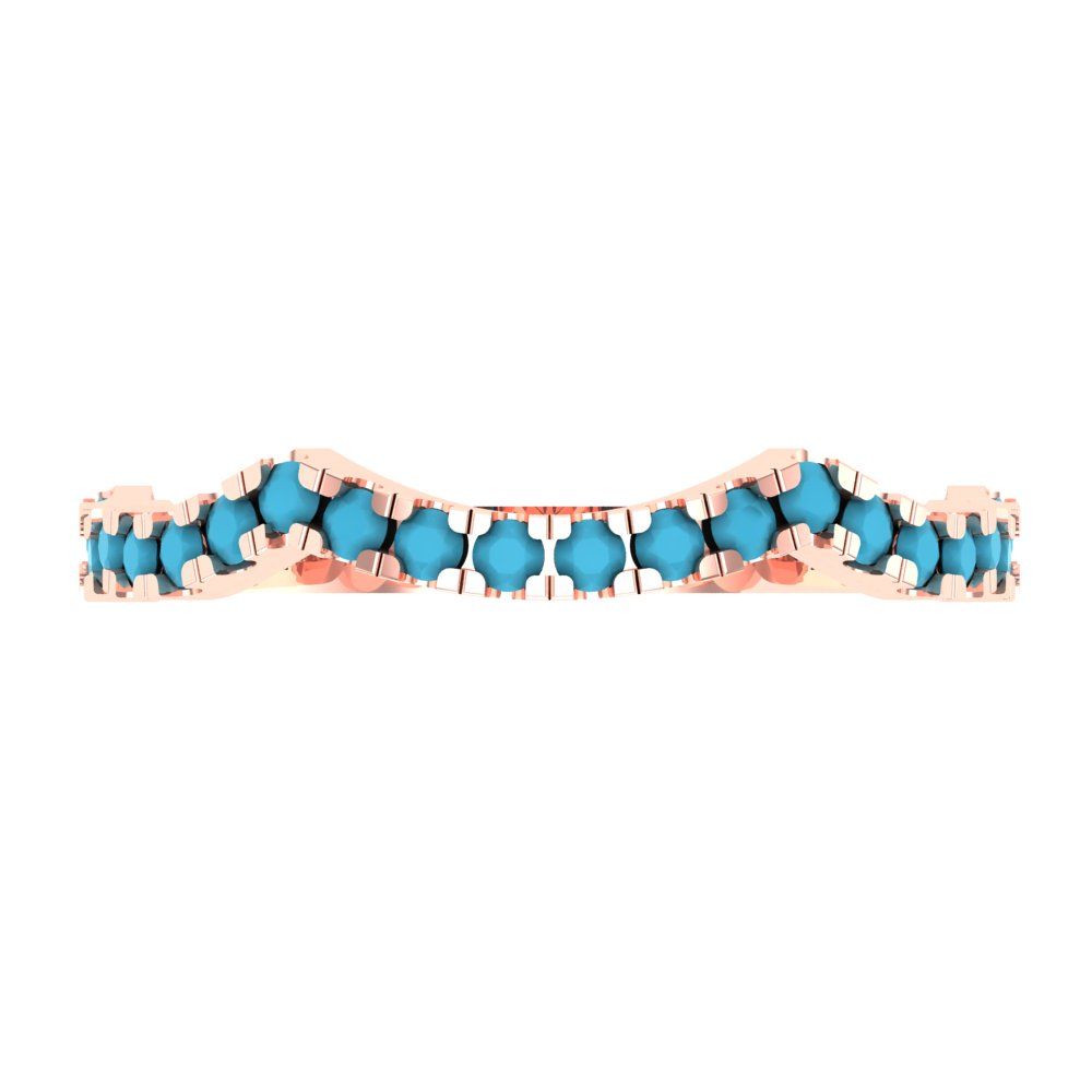 0.36 cttw Simulated Turquoise Round Cut Rose Gold Eternity Wedding Band