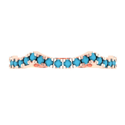 0.36 cttw Simulated Turquoise Round Cut Rose Gold Eternity Wedding Band