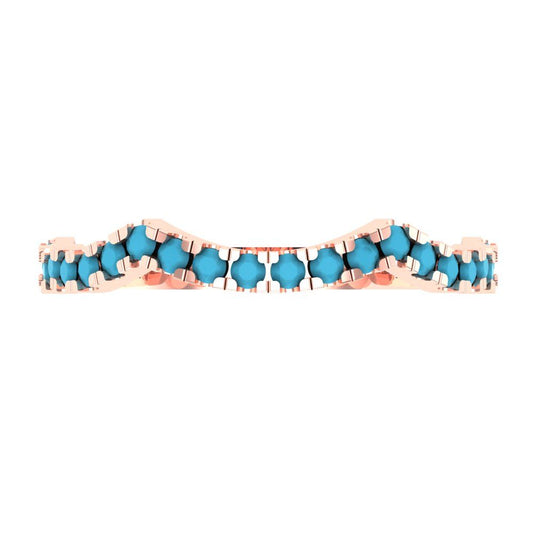 0.36 cttw Simulated Turquoise Round Cut Rose Gold Eternity Wedding Band