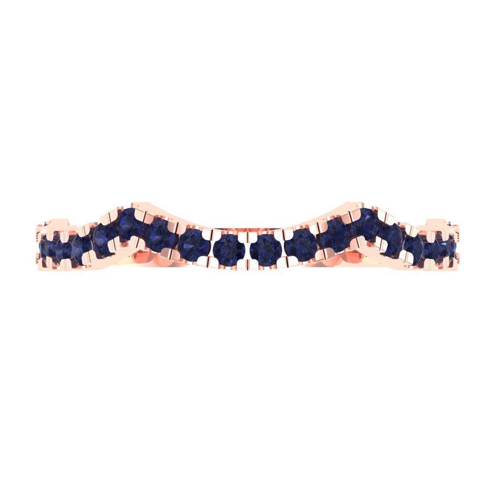 0.36 cttw Simulated Blue Sapphire Round Cut Rose Gold Eternity Wedding Band