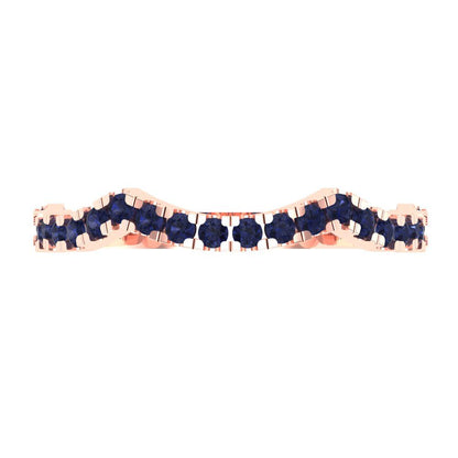 0.36 cttw Simulated Blue Sapphire Round Cut Rose Gold Eternity Wedding Band