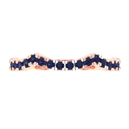 0.36 cttw Simulated Blue Sapphire Round Cut Rose Gold Eternity Wedding Band