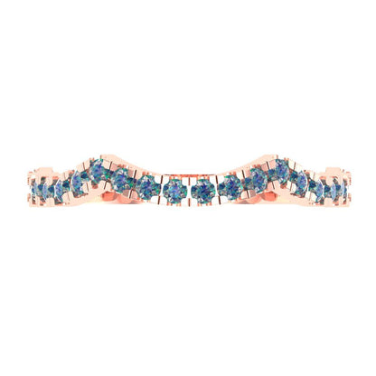 0.36 cttw Blue Moissanite Round Cut Rose Gold Eternity Wedding Band