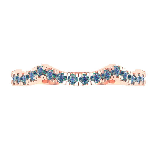 0.36 cttw Blue Moissanite Round Cut Rose Gold Eternity Wedding Band