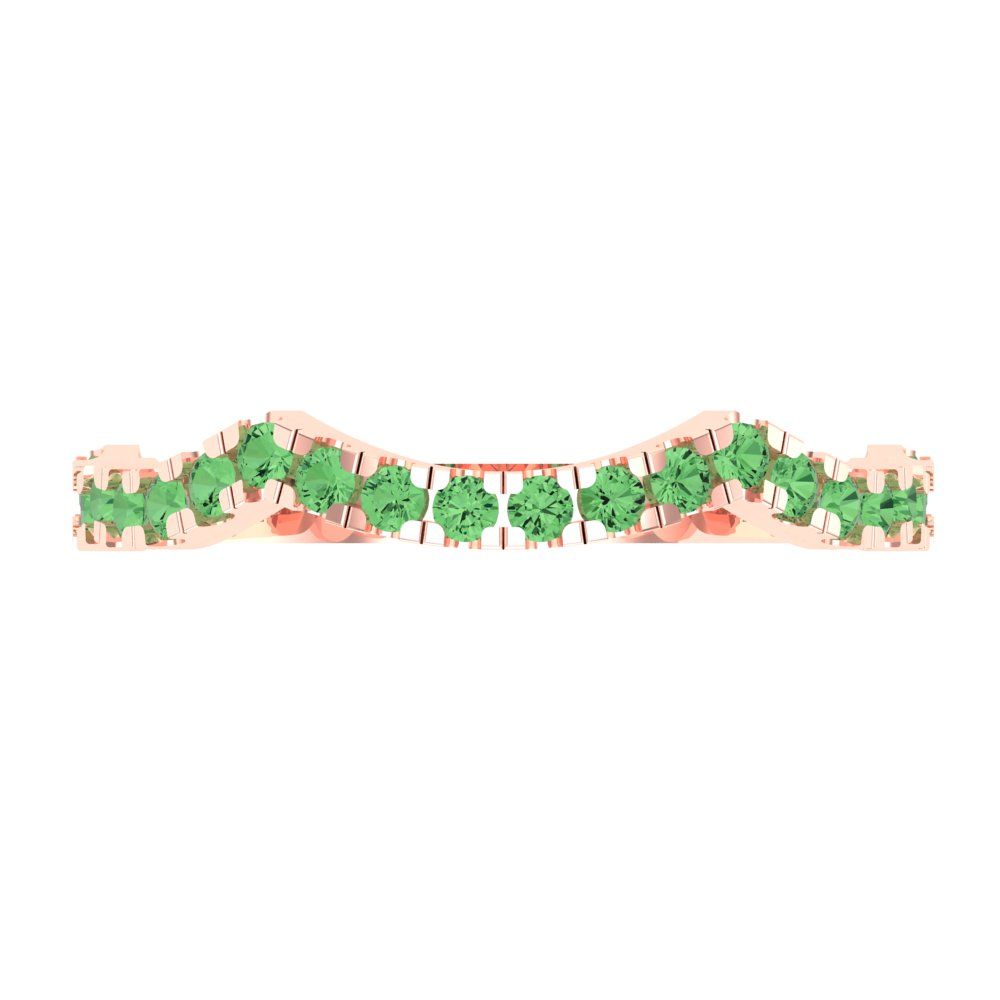 0.36 cttw Simulated Green Diamond Round Cut Rose Gold Eternity Wedding Band