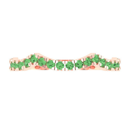 0.36 cttw Simulated Green Diamond Round Cut Rose Gold Eternity Wedding Band