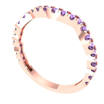 0.36 cttw Simulated Alexandrite Round Cut Rose Gold Eternity Wedding Band