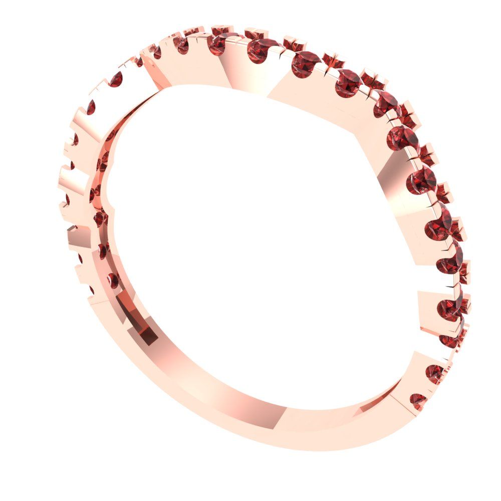 0.36 cttw Natural Garnet Round Cut Rose Gold Eternity Wedding Band